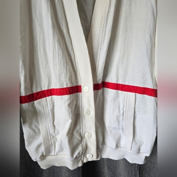 Vtg 80s Komitor White Dolman Slv Drop Waist Cardigan Top Plus Size 32W - Picture 2 of 6